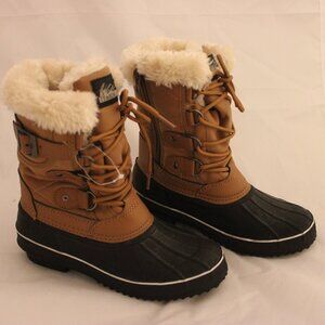 Itasca Kid Waterproof Boots Size 3 Girls Black brown Insulated Duck Boot